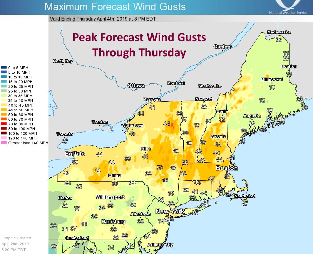 NWSEastern's tweet photo. The nor'easter will track well off the coast, producing hurricane force winds tonight and Wednesday over the offshore waters, with 35-50 mph gusts developing overnight and Wednesday across the Northeast. Parts of New England will also see some snow accumulations. https://t.co/rzbT5p1vAy