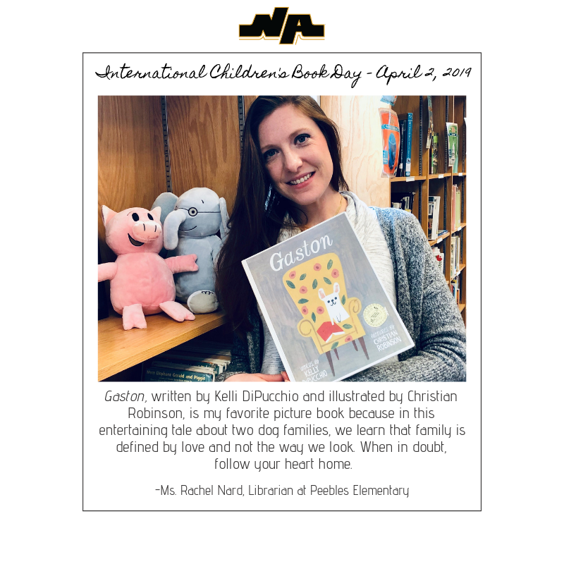 NA_Schools's tweet photo. Peebles Elementary librarian Ms. Rachel Nard shares more about the lesson that her favorite children's book teaches to its readers. #ChildrensBookDay #NASDlearns https://t.co/GsephROCdZ