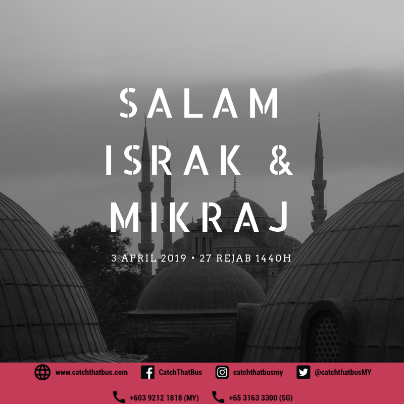 catchthatbusMY's tweet photo. Salam Israk & Mikraj to all Muslims from #CatchThatBus!
Let us praise the Prophet Muhammad SAW and the meaning of his journeys on this day. May Allah accept all our good deeds and shower each of us with His blessings and love, insyaAllah 💜 https://t.co/SoOQeAGGlY