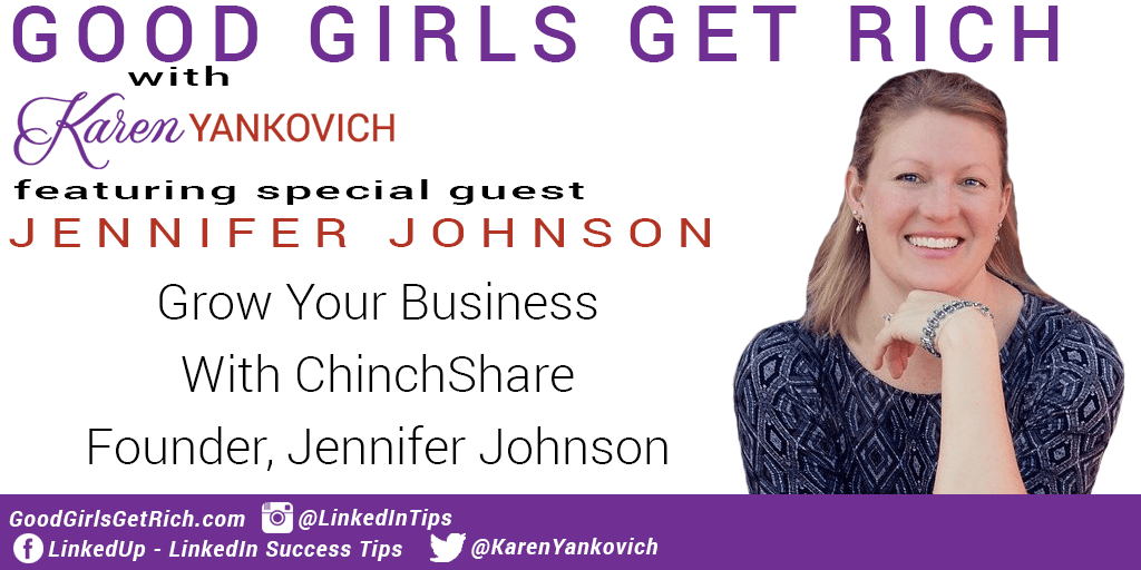 karenyankovich's tweet photo. Jennifer Johnson, founder of @CinchShare, had a need to keep her sanity, so she created #CinchShare! Listen to this week's #GoodGirlsGetRich podcast to learn more about Jennifer! https://t.co/fWopadoCss #SocialMediaScheduler #SocialMediaScheduling #SocialMediaMarketer https://t.co/37KnZTqo0o