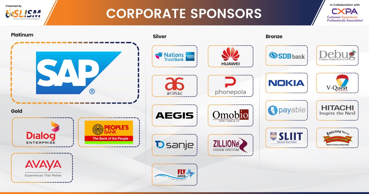 SLISMCE's tweet photo. We are just a day away from #DCEM. A big thank you to our corporate sponsors for making everything possible!

Register Now :
https://t.co/ejI3wsiOqr …

#DCEM #SandraDeZoysa #DigitalCEM #SLISM #Customerexperience https://t.co/YYbOz5vL6U