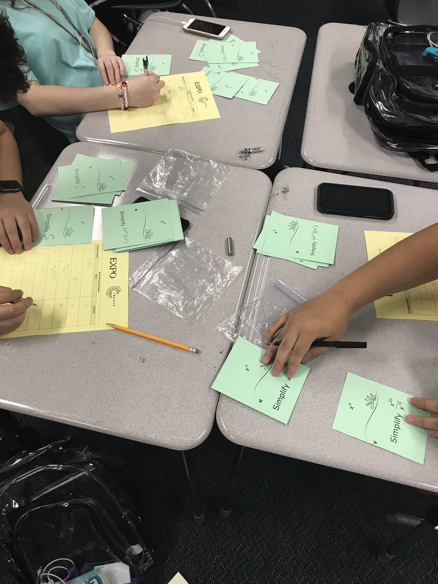 par10818's tweet photo. collaboration at its finest with Jersey Village Algebra students  as they make it through a circuit multiplying and dividing exponents @cfisdmath @dsdPD @JerseyVillageHS @jvhsfalcons https://t.co/5HUJzDqsLr