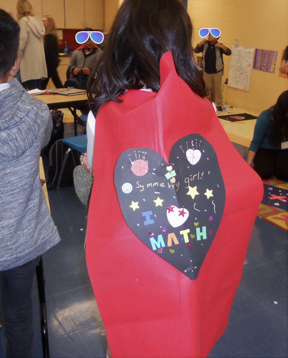 halo2teacher's tweet photo. Today at our last @UTSA_SEE_MATH session for spring we had visits from several @SAISD Franklin ES Math Superheroes! This is Symmetry Girl=) #UTSABlockB904 https://t.co/ddxVnA8KBG