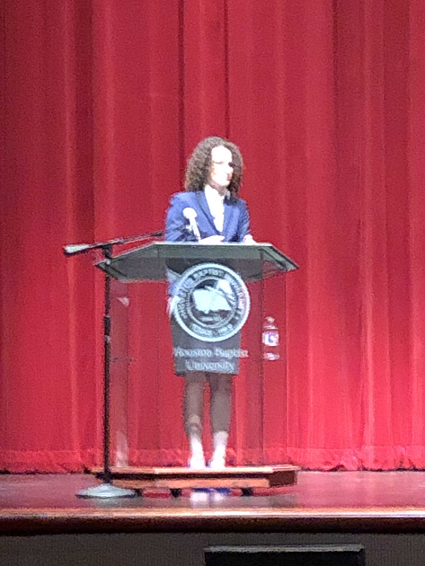HCUEngineering's tweet photo. @JA_SET brought students from Houston to HBU to be inspired to pursue careers in STEM. Like speaker Dorothy Haraminac, private investigator, the 1st person in the world certified to testify in US court on #bitcoin investigations. Dorothy is also on #HBUEngineering Advisory Board. https://t.co/v0lWR03L0X