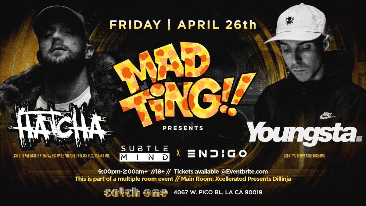 SubtleMindMusic's tweet photo. on support for the legends @DJYoungsta @DJHATCHA @Dillinja in LA on Friday 4.26🔉 https://t.co/e5m9Es0OUe