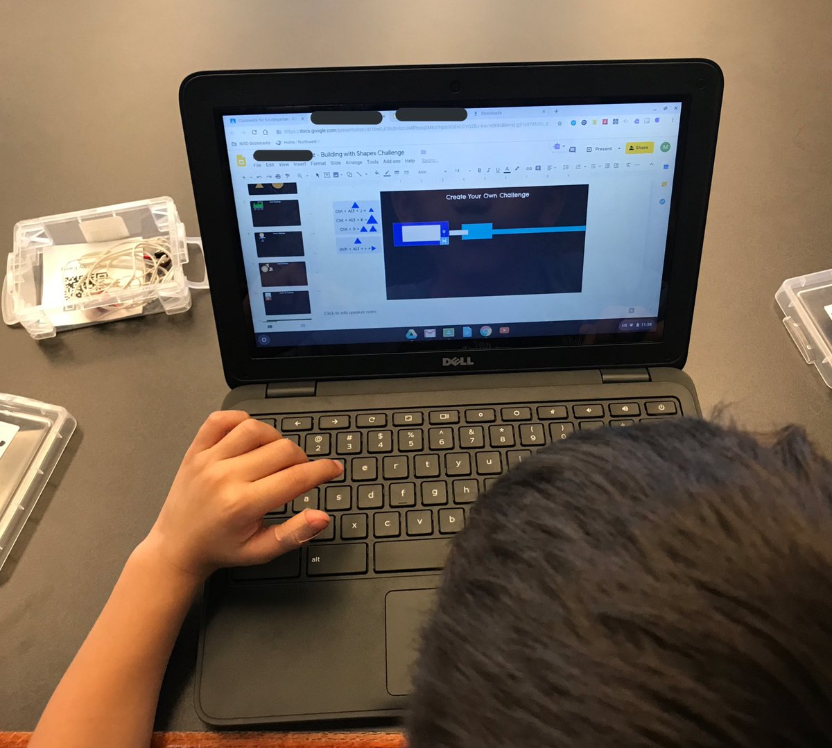 Kindergarten Creativity!  Learning to illustrate digitally using the shape tool in Google Slides!  “It’s an iPhone charging Mrs. Valdez.” Love that editing the slide master let’s me lock in items that I don’t want students moving.  <a href="/kjrvaldez/">Kelley Valdez</a> <a href="/1274Jillian/">Jillian Phillips</a> #UnlockingITtogether