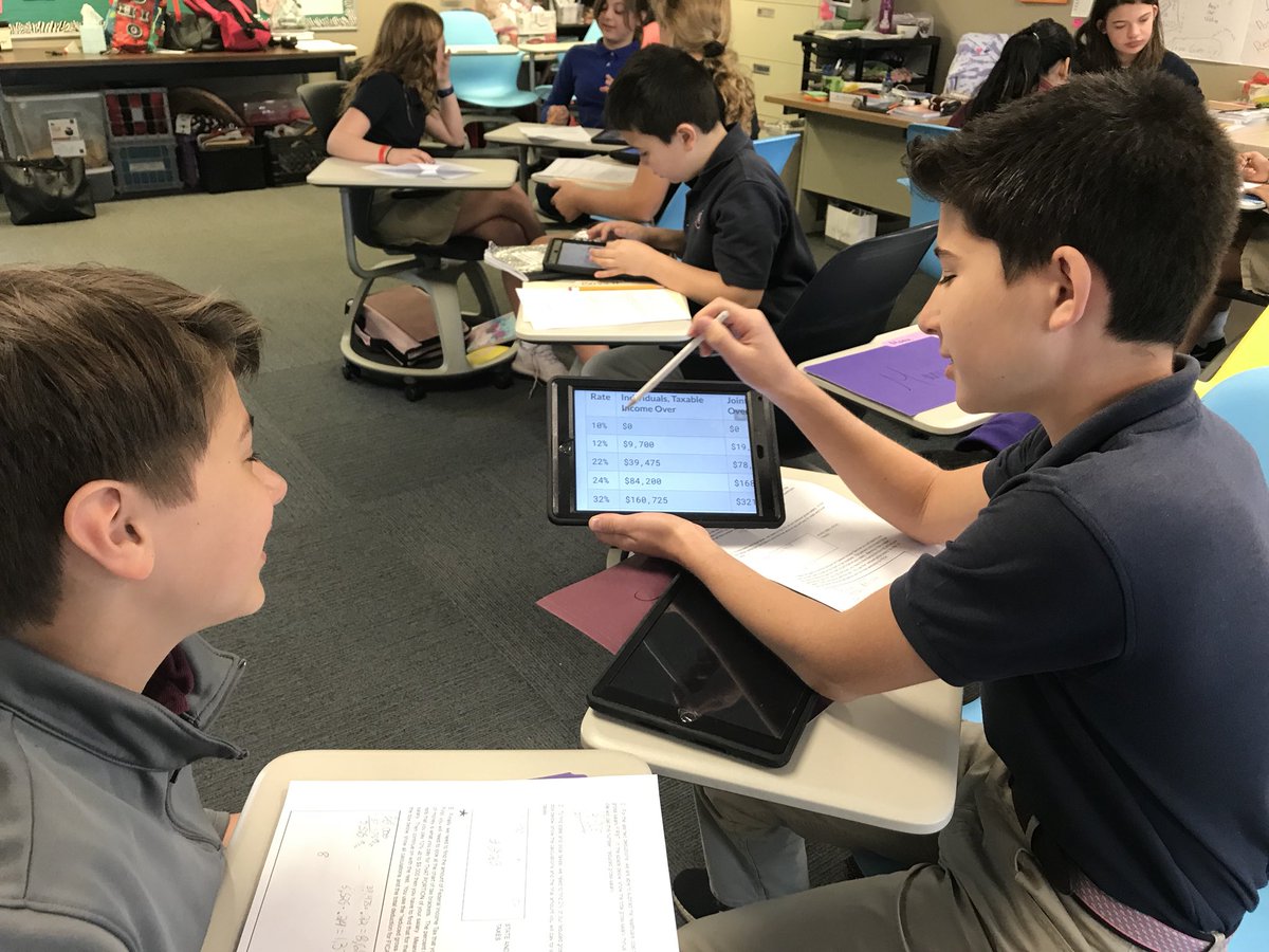 ktcastle87's tweet photo. Ss received their jobs and gross salaries and now are learning and calculating with the 2019 tax bracket —great teamwork and critical thinking 👍🏻#authenticproblemsolving #authentictexts #MTBoS https://t.co/eVJdMsM23H