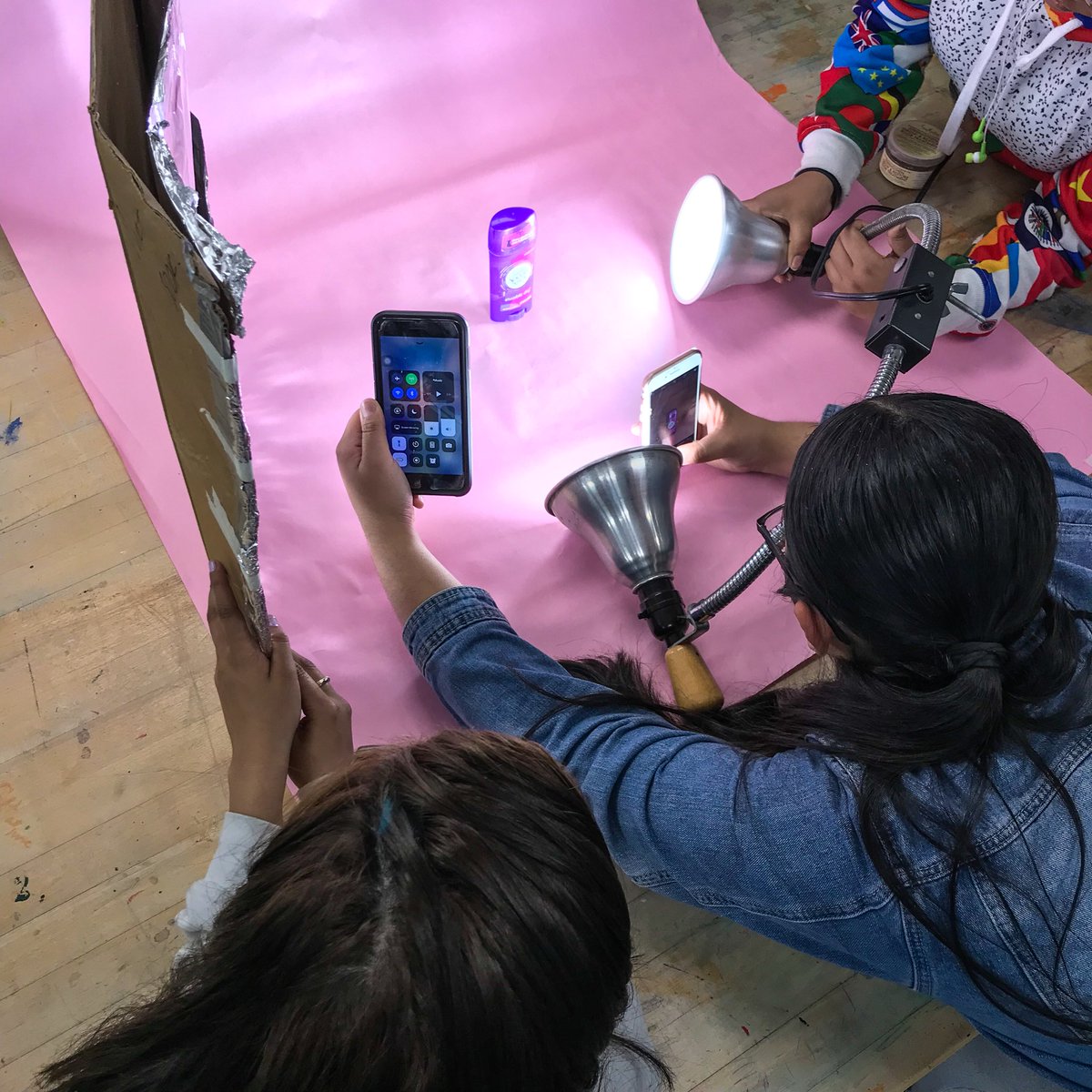 Bringing in ALL the lights to make our products pop in the Commercial Photography project with ⁦<a href="/ProfSteckel/">Professor Steckel</a>⁩ #Photography #WhartonWildcats #WorkingHard #Dedication