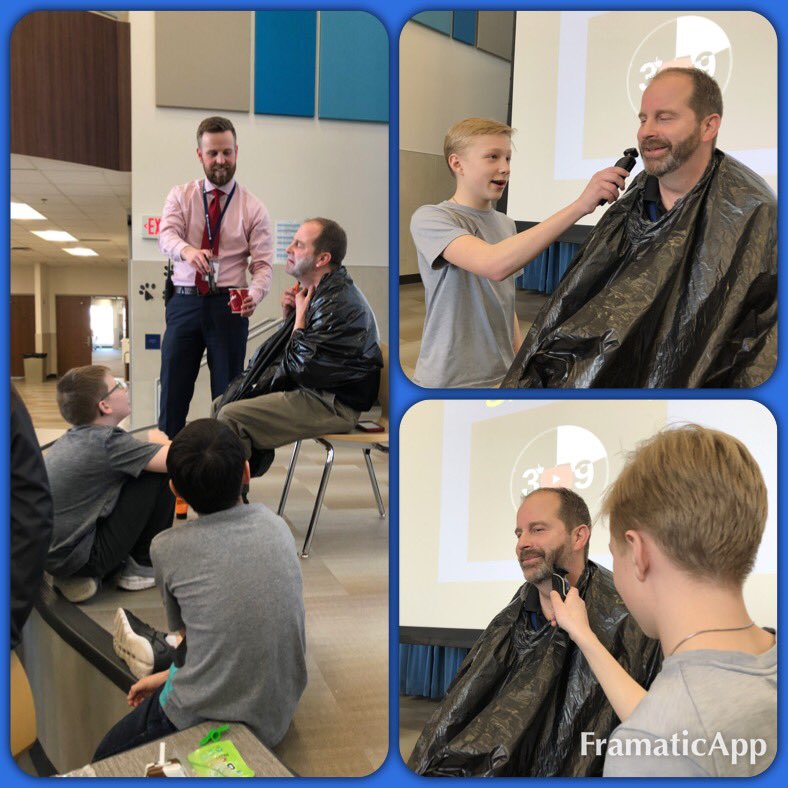 @Owatonna_MS Mr. Hughes shaving his facial hair for Tuesday’s Husky Buck raise. #OMS #Huskypride #middlematters #Lifelessons