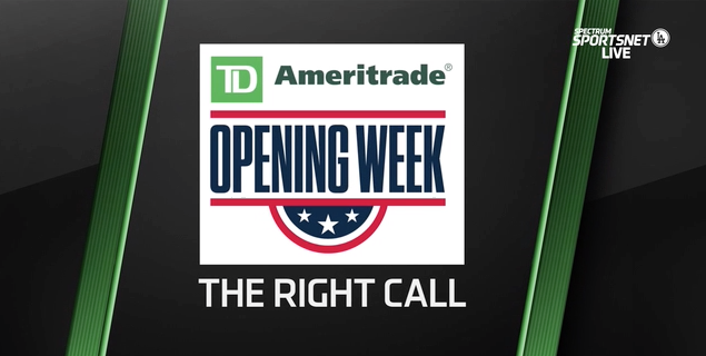 SportsNetLA's tweet photo. Almost time for first pitch vs. SF! Be sure to look out for โThe Right Callโ presented by @TDAmeritrade during the game. #RightCallStrategy https://t.co/t9xW595FdC