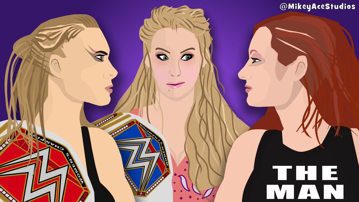 MikeyAceStudios's tweet photo. 👍Retweet if you want to see #TheMan Becky Lynch become the Double Champ at #WrestleMania by defeating Ronda Rousey and Charlotte Flair!

#WWE #SDLive #RAW #FanArt @BeckyLynchWWE https://t.co/bVvTketTUD