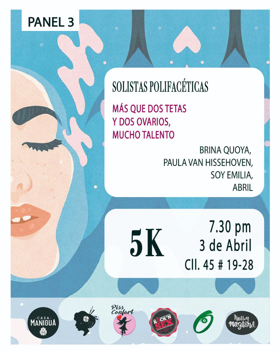 RockAndSexdela's tweet photo. Mañana el 3 panel del ciclo de mujeres duras en la industria de la música, enfocado a solistas polifacéticas con @SoyEmiliamusica @BrinaQuoya @paulavanhissen y @lamusicadeabril en Casa Manigua, calle 45 #19-28. Aporte 5 k https://t.co/sDbCdImHZp