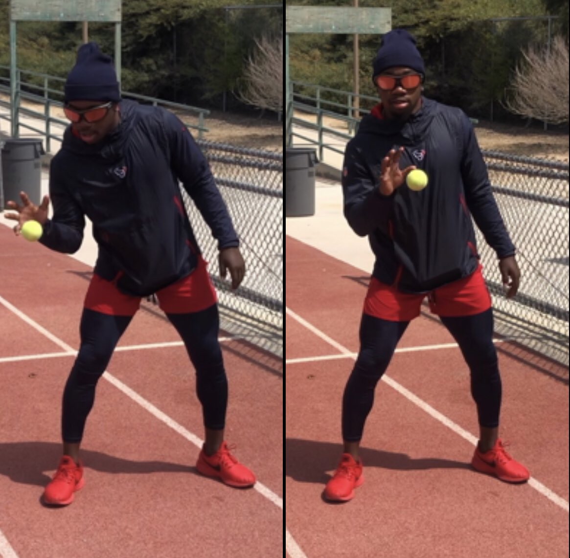 RickHagedorn's tweet photo. After his speed workout, @DCarter_2 of the @HoustonTexans gets some vision and sensory training in 😎💨 #vimarev #nflburners https://t.co/hbMF56WrKN
