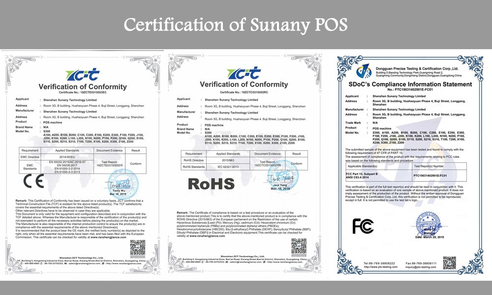 Sunany5's tweet photo. Are you looking for the POS with certificates?
Come on!
SUNANY all POS terminals approved CE, FCC, ROHS certificates, will help you run your business better!
Welcome to contact us for more details.
#pos_machine
#epos
#certificate_pos
#pos_certificate https://t.co/TMNceB6f0i