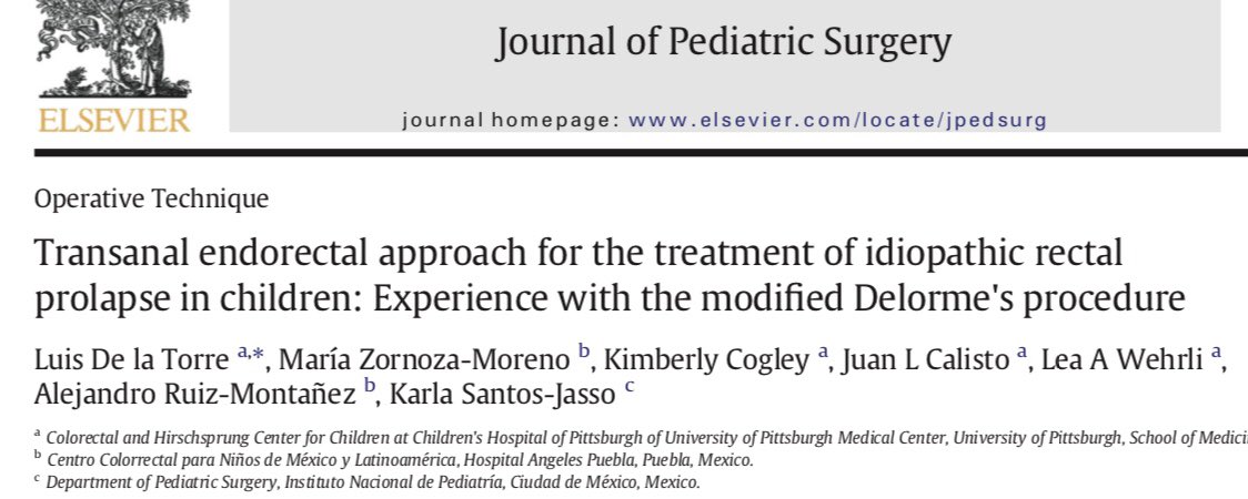 Operative Technique: Transanal endorectal #approach for the treatment of idiopathic rectal
#prolapse in children: Experience with the modified Delorme's procedure. @jpedsurg #colorectalsurgery #pediatricsurgery #surgery #pedsurg #anorectalmalformation