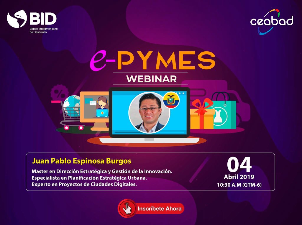 juanpaespi's tweet photo. Estimados les comparto invitación al webinar de presentación del curso de #epymes del @ceabadEDU con el apoyo @el_BID . Les esperamos este jueves 11:30 Ecuador 10:30 Centroamérica https://t.co/Ls0VbjzzFL https://t.co/WijqhF8SPi