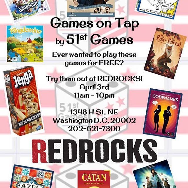 Come join us @redrockshst to play some great game and enjoy some great food! #boardgames #dcnightlife #boardgame #redrockshstreet #51stgames #dcstatehood #dcrestaurants #happyhourdc #happyhour #azul ift.tt/2CSEmIf