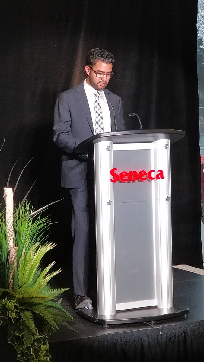 SenecaBusiness's tweet photo. #SenecaProud of our @senecaslafs student #JasonStone, who this evening did a tremendous job speaking in front of a large crowd of donors, students and faculty at this year's #SenecaAwards.
Congratulations to all the winners this evening! https://t.co/002sPfpTBR