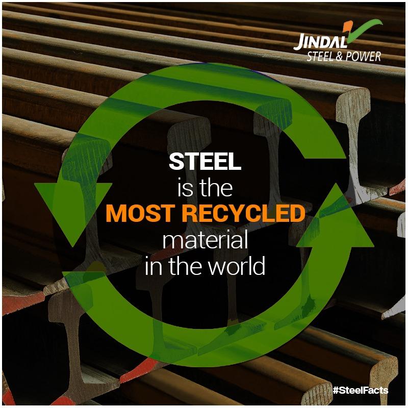 JindalSteel_In's tweet photo. Steel is the most recycled material and can be reused over and over. Interestingly, it does not lose any of its inherent qualities of strength, regardless of how many times it is recycled. #Steel #Steelfacts #DidYouKnow https://t.co/wP5HsoOO2Z