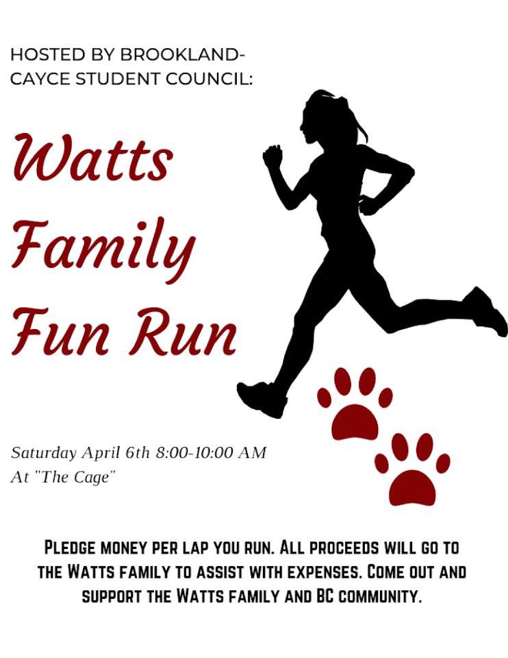 BchsStudentlife's tweet image. Make sure you come out to the Watts Family Run this Saturday and show your love and support!!!❤️