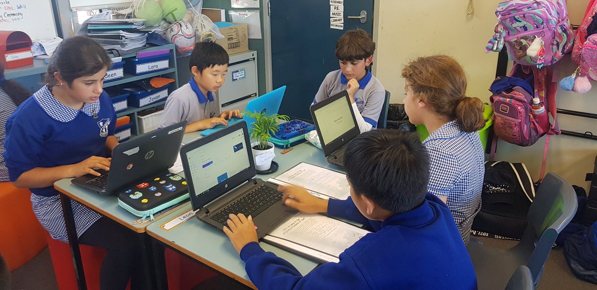 vickyleedale's tweet photo. I am in awe of these amazing kids. 5/6C researching and creating an e-book for a Year 3 class. They are sharing their Google slides with their group members with ease #highengagement #futurfocussed #computerliterate @fairvaleps https://t.co/NpZdjochyQ