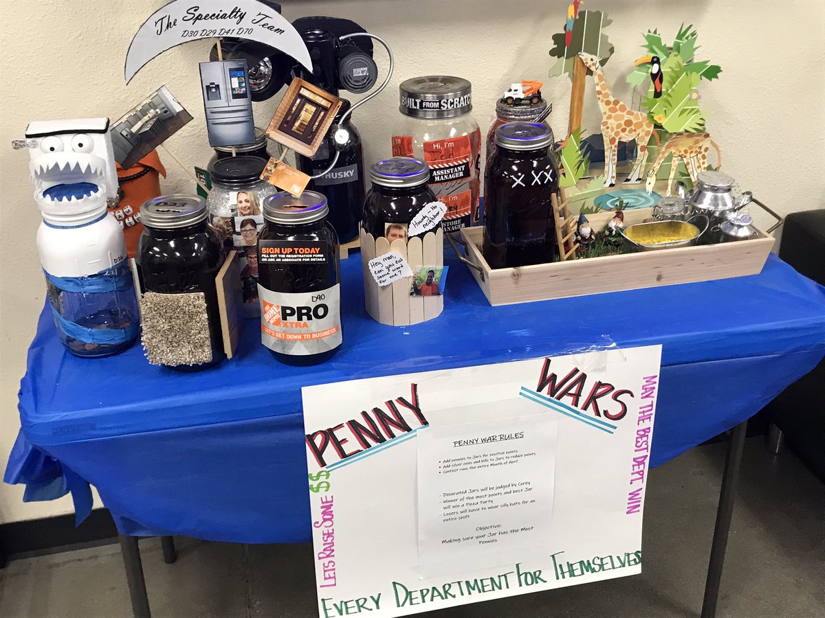 FergusonShalyn's tweet photo. Let the penny war begin!!! What department will win the pizza party? #0415rocks #WeAreTheCreek @ianshelton89 @mosesjedTHD @SpecialtyDS0415 @Jennife15321876 @sfblairusa @CBoswellHD @JillLandis7 @RussellTomlins7 https://t.co/qQ9z6itZRX
