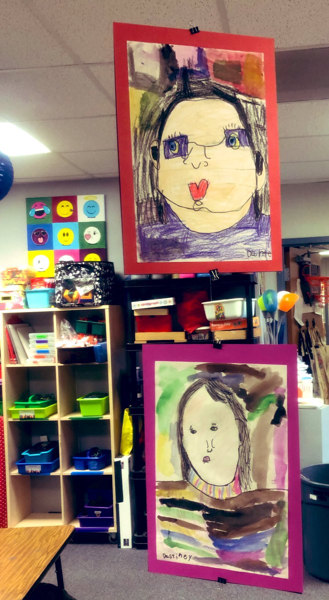 ARTClark3978's tweet photo. #teamecisd We are getting ready for our upcoming art show @MilamMagnet I am very proud of my kindergarteners self portrait paintings. #artshow #may9 #MilamMagnet #hangingart #floatingart #kindergartenersareamazing https://t.co/WihoV7hZwB