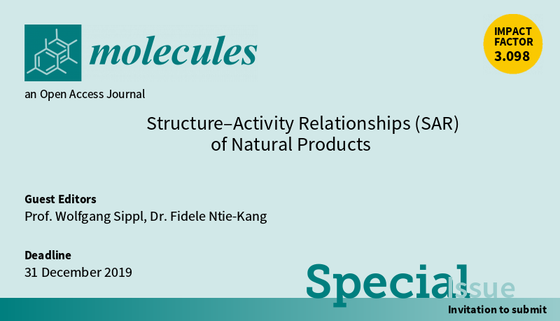 Molecules_MDPI's tweet photo. 📢 New Special Issue Open for Submissions: Structure–Activity Relationships (SAR) of Natural Products
✏️ Guest edited by Prof. Wolfgang Sippl and Dr. Fidele Ntie-Kang
🔗 https://t.co/Qp1MVLoRt3
📌 #NaturalProducts #StructureActivityRelationship #DrugDiscovery #SmallMolecules https://t.co/FgGLFoeunJ