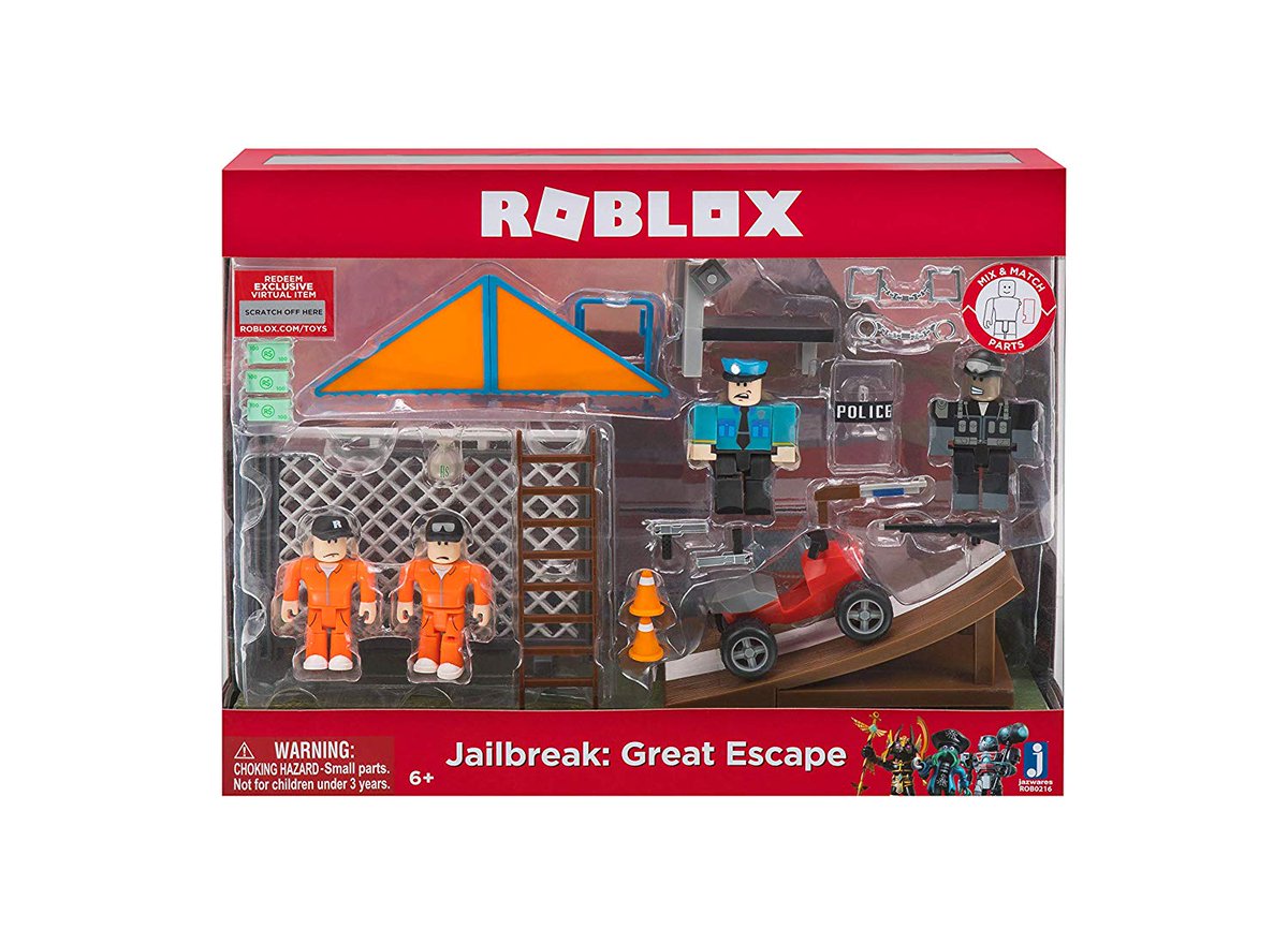 Badimo On Twitter There S A Brand New Jailbreak Toy Set Found At Gamestop And Toy Stores Look At How Much Is Included Four Characters Atv And Glider Multiple Weapons Bag Of - roblox.com/toys codes jailbreak