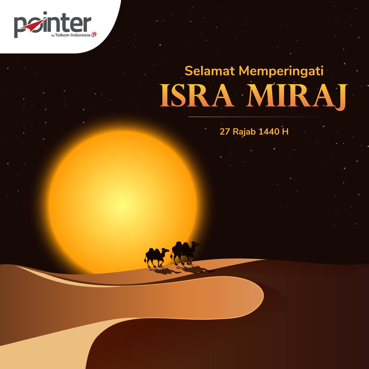 Selamat memperingati Isra Mi'raj Nabi Muhammad SAW, 27 Rajab 1440 H bagi seluruh umat Islam. Semoga kita semua bisa terus meneladani Rasulullah Muhammad SAW untuk hidup penuh berkah #IsraMiraj2019 #PointYourWay