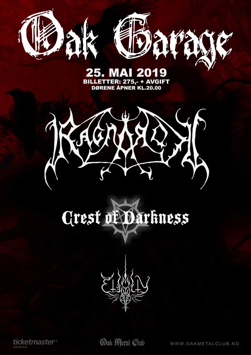 IngarAmlien's tweet photo. CREST OF DARKNESS and Ragnarok, Oak Metal Club Of Norway, Fosser, Norway, 25 May https://t.co/7a30HMRZav