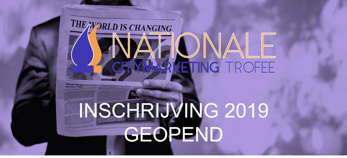 INSCHRIJVING NATIONALE CITYMARKETING TROFEE 2019 GEOPEND!
De NCT wordt jaarlijks uitgereikt aan “de beste citymarketing gemeente van Nederland” van het afgelopen jaar. Doe mee! Deelname is kosteloos, eenvoudig en kost weinig tijd. MELD JE AAN! bit.ly/2HURjFz