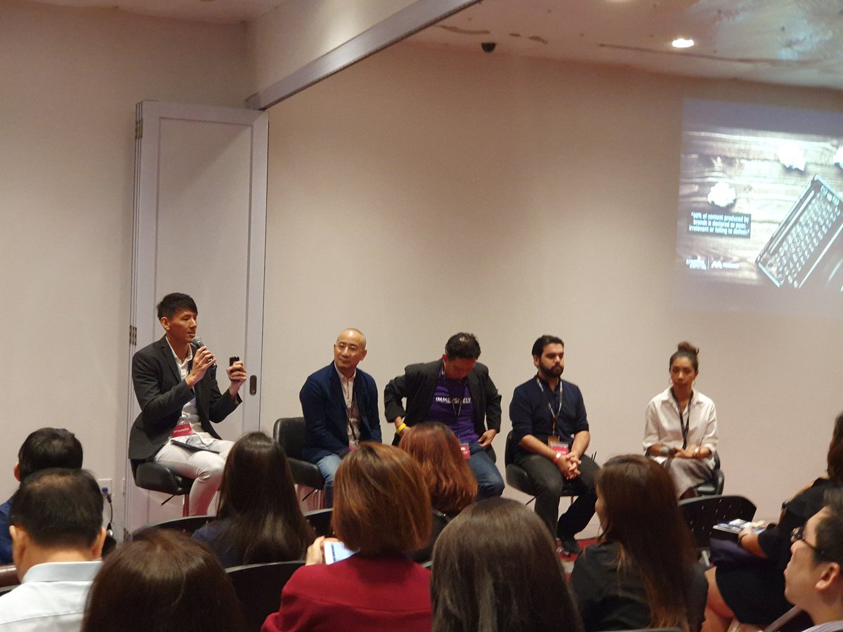 Panel about content marketing from our fellow colleagues of Creative Central #mediacorpfest. Look, it's @alphapropp!