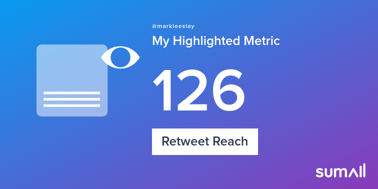 markleeslay's tweet photo. My week on Twitter 🎉: 1 Retweet, 126 Retweet Reach. See yours with https://t.co/o70ElA9LYZ https://t.co/11hg9ALjOk