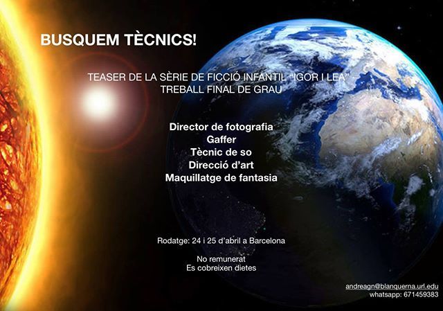 Bona tarda a tothom. Aquí ens arribar una oferta per a participar en un projecte universitari de fi de grau on busquen tècnics. Interessats, contacteu directament amb ells. ift.tt/2FNGgKT