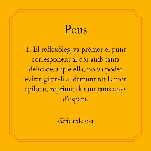 vanispook's tweet image. Peus: tres històries curtes de Ricard Closa. @ricardclosa #microrelatencatalala #català #microconte #microrelat #contesbreus #contes #històriesbreus #creativecommons #relatsencatalà #microrelats #cc #by #nc #nd #relats #relatsbreus #relatsbreusencatalà #escriptorsigualadins