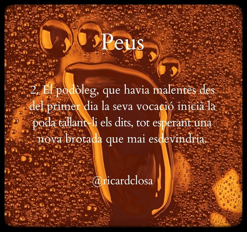 vanispook's tweet image. Peus: tres històries curtes de Ricard Closa. @ricardclosa #microrelatencatalala #català #microconte #microrelat #contesbreus #contes #històriesbreus #creativecommons #relatsencatalà #microrelats #cc #by #nc #nd #relats #relatsbreus #relatsbreusencatalà #escriptorsigualadins