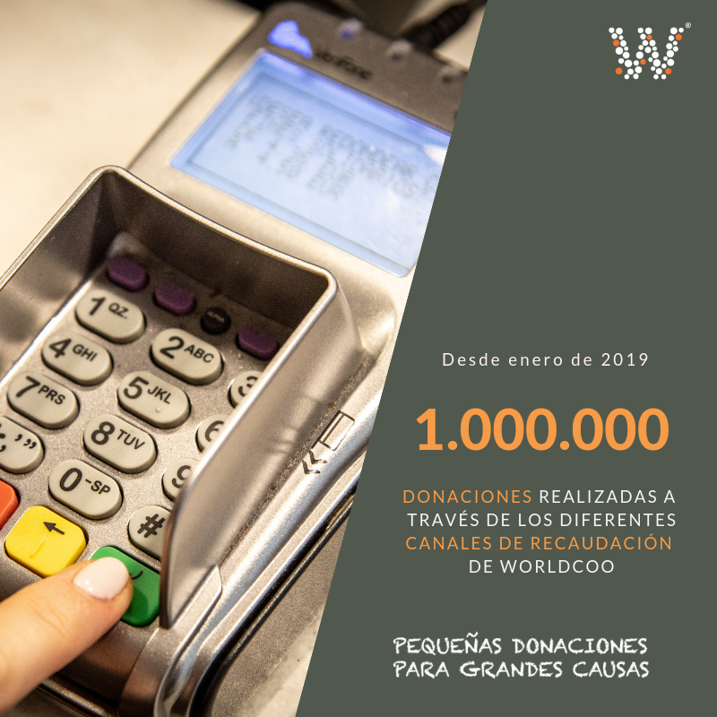 worldcoo's tweet photo. 🎉¡CIFRA RÉCORD! 1 millón de donaciones realizadas a través de los diferentes canales de recaudación de @worldcoo en tan solo tres meses  👏👏 #RedondeoSolidario https://t.co/uxX6T5w7nP