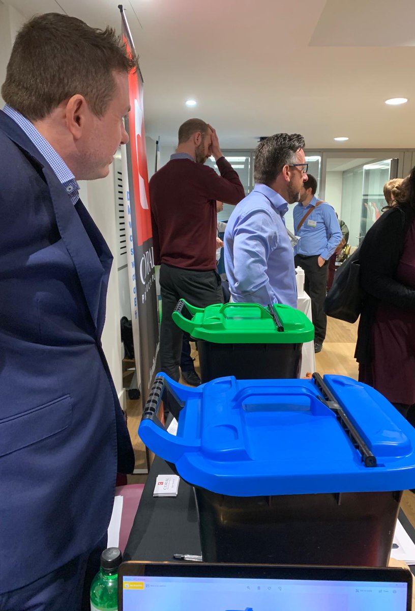 CoralproductsUK's tweet photo. #FoxProof #FollowFelix #recycling 23 litre food waste caddy. https://t.co/nQgHKLLTHu Adam Thackeray and Steve Cranswick, National Account Managers Coral Products (Mouldings) Ltd https://t.co/0JtzXN68Rx