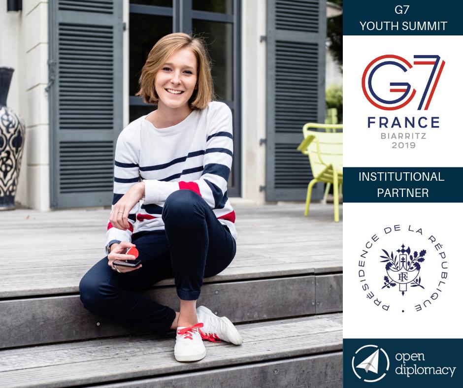 Très honorée d'être Ambassadrice de la délégation française du Youth7 (<a href="/G7fr/">France G7</a>) cette année!
Merci à <a href="/Elysee/">Élysée</a>, <a href="/opendiplo/">Institut Open Diplomacy</a> et <a href="/Y7France/">Y7France</a> pour votre confiance et votre soutien qui me touche toujours autant. 
Hâte de travailler sur les propositions citoyennes recueillies prochainement!