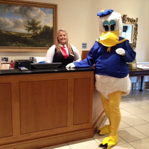 Leyland_Rotary's tweet photo. Rotaduck seems to have found a new friend - Rotaduck's also found the bar and wants a drink but hasn't any money ! https://t.co/XilSAvHIoW
