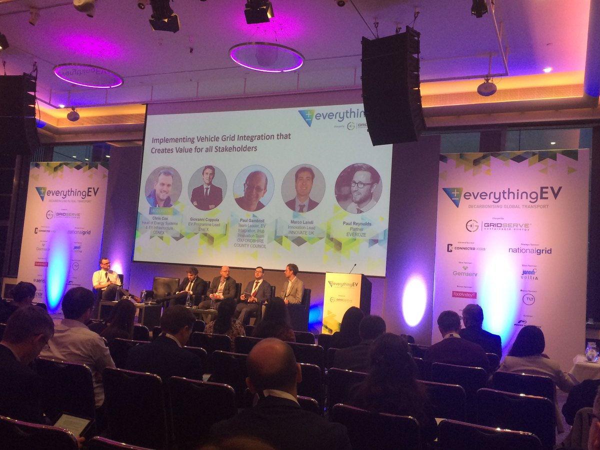 GreenFrogConnct's tweet photo. Mark Baker is back at #EverythingEV and today’s hot panel topic is implementing vehicle grid integration
 #ElectricVehicles #energy #gridconnections https://t.co/ege2V7K1ih