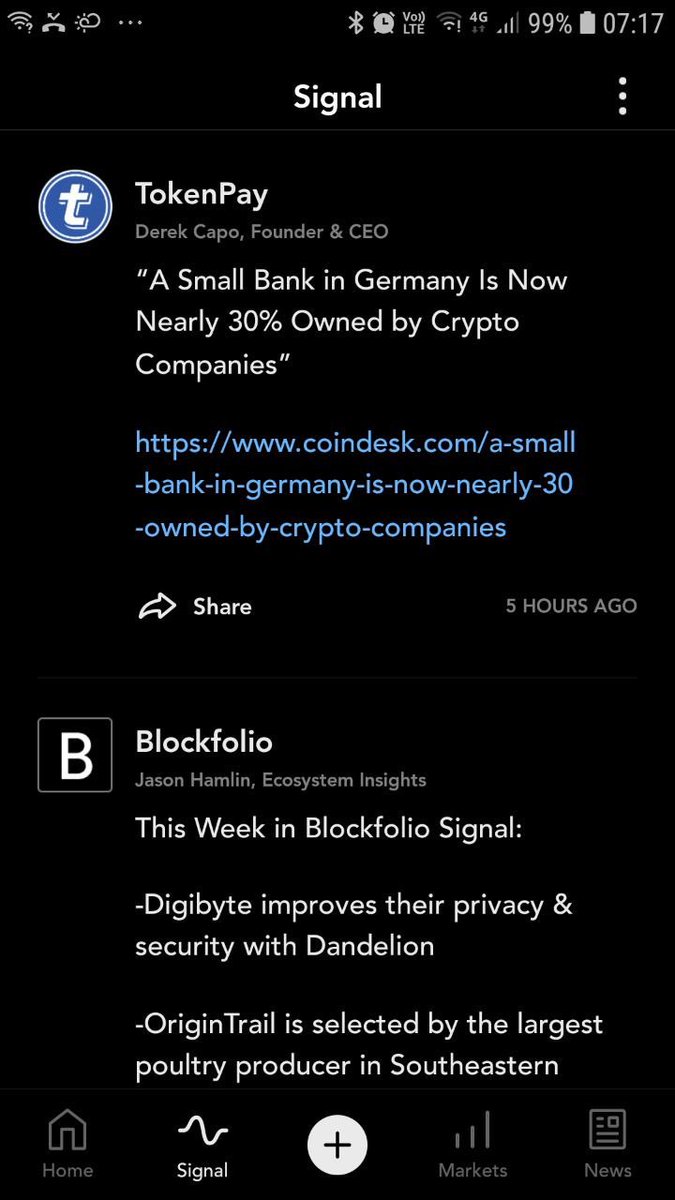 derekcapo's tweet photo. Thank you @blockfolio for adding us to Signals. @tokenpay https://t.co/tpDthFsiKT