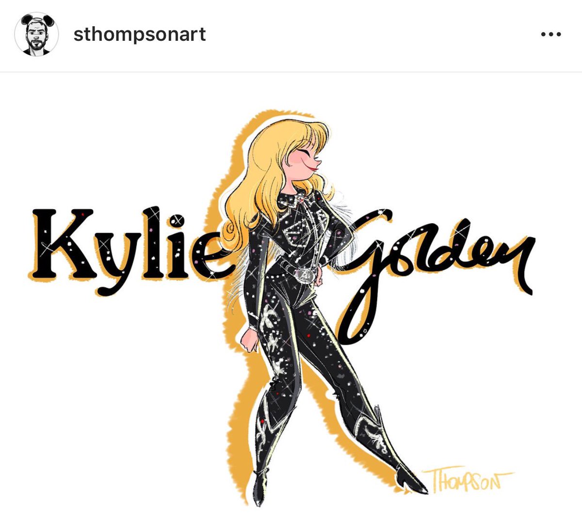 lucyholmestweet's tweet photo. Hey @kylieminogue! The incredible OFFICIAL @disney artist #StevenThompson released this awesome Disney-inspired drawing of you, and he’d love you to see it! He’s a huge fan ❤️ #Disney #kylie #golden https://t.co/Av4U8bHCTi