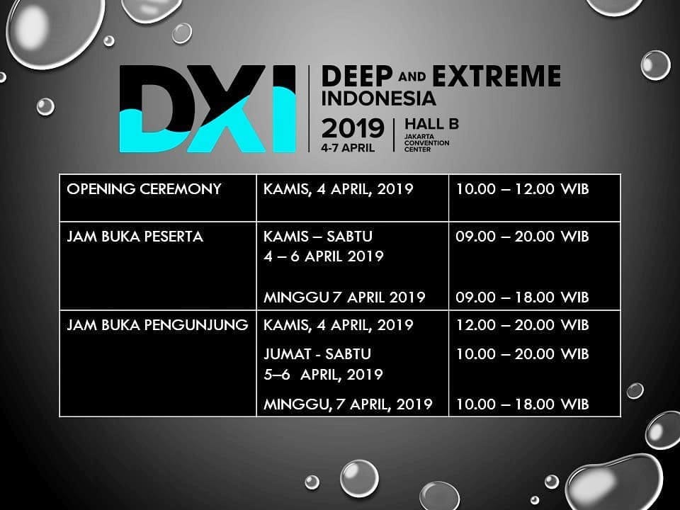 DEEPandEXTREME's tweet photo. Sobat DXI yuk catet, Jadwal jam buka tutup DXI 2019. Untuk informasi lengkap DXI 219 bisa dilihat di DXI Apps ( From Play Store) : https://t.co/BoM6mpe9Noโฆ
.
Dan dari website DXI https://t.co/KYvz5Cy0ZU.
.
.
#dxi2019 #deepandextremeindonesia #deepandextreme #sobatdxi https://t.co/mePpz6xx2k