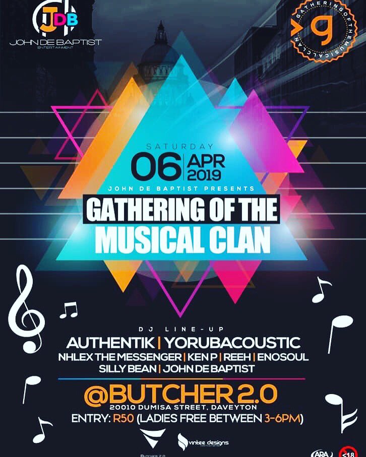 Nhlex_DSU's tweet photo. Weekend almost here.
I’m out at #Butcher2.0 in #Daveyton on Sat’6th April.
It’s the #GatheringOfTheMusicalClan hosted by my brother @DeBaptistSA✊🏾
#Azishe🔥🔥🔥🔥🔥 https://t.co/m7PWkphLLy