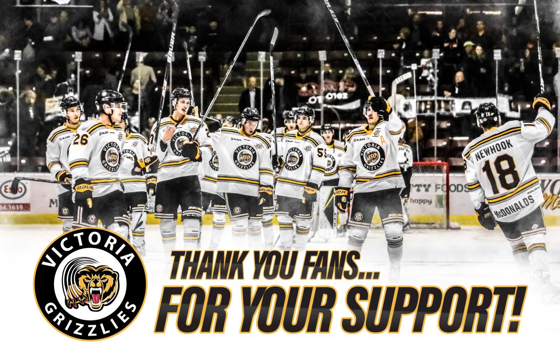 A huge THANK YOU to our amazing fans, sponsors and volunteers from the Victoria Grizzlies players and staff for an amazing 2018-19 season and playoff run!

We will see you all next season!

#WeAreGrizzlies