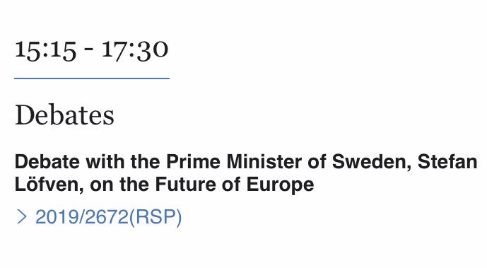 Swedish Prime Minister Stefan Löfven today speaks to the European Parliament on the future of the European Union, safety and security, fair jobs and the importance of defending the open society. Tune in! europarl.europa.eu/portal/en <a href="/SwedeninEU/">Sweden in EU</a> <a href="/SwedishPM/">Ulf Kristersson</a>