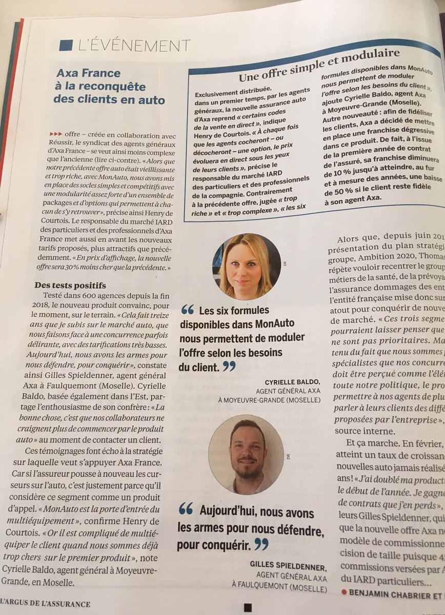 En pleine lecture du nouvel article de l’<a href="/argusassurance/">L'Argus de l'Assurance</a> : <a href="/AXAFrance/">AXA France</a> réinvestit le marché de l’#assurance #auto  #MonAuto