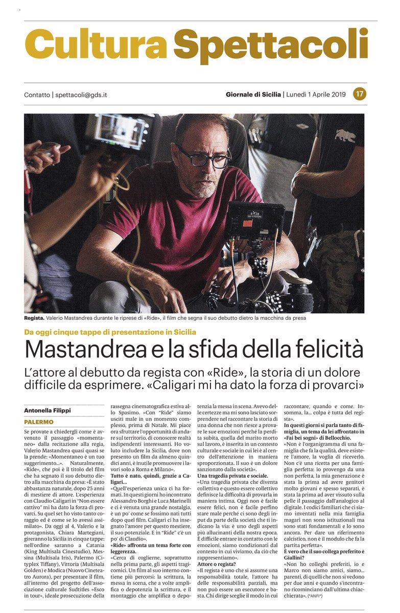 Questa sera arriva a #Palermo #ESCOintour con la proiezione di #RIDE presentato al Cinema Tiffany da @rivamesta e <a href="/chiaramartegian/">Chiara Martegiani</a>! Vi aspettiamo alle 20.15 al cinema! #Sudtitles #ESCO #ValerioMastandrea #ChiaraMartegiani #Sicilia #tour